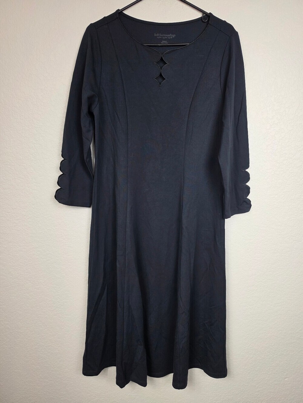 Vintage Whimsigoth Soft Surroundings Black Midi Dress Medium